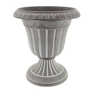 One dozen (12) Arcadia Whitewash Plastic Urns